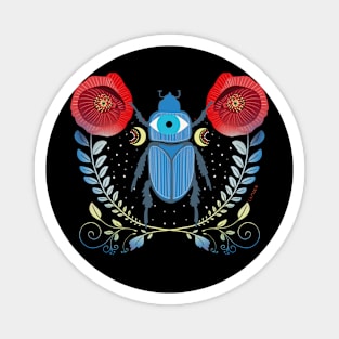 All Seeing Eye Beetle with Poppies Magnet